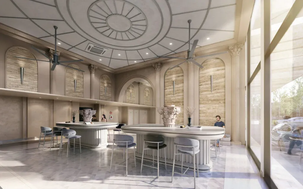 Artist impression of the lobby lounge at The Aldenz