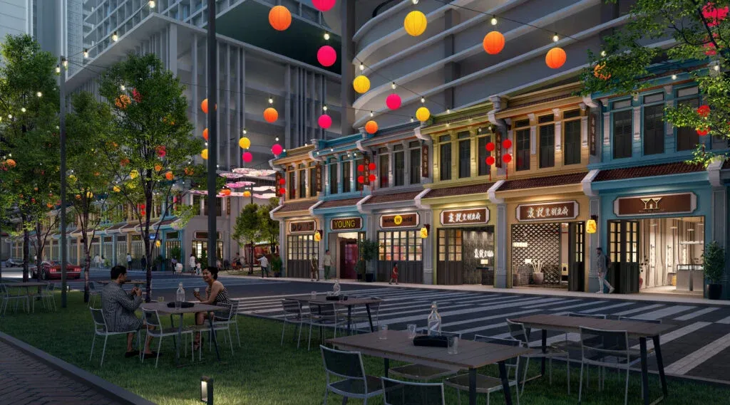 Artist impression of the Nanyang Alley dining street at Central Park Damansara