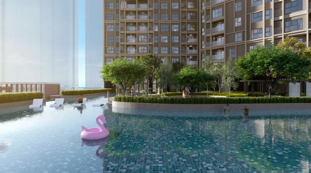 Artist impression of the swimming pool at The Aldenz
